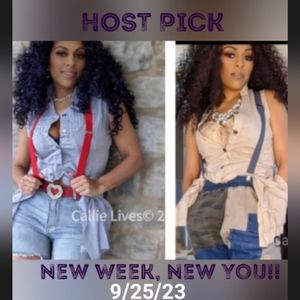 Elaine Edge of Bridgerton: Ruched sleeveless top (tan sz sm)